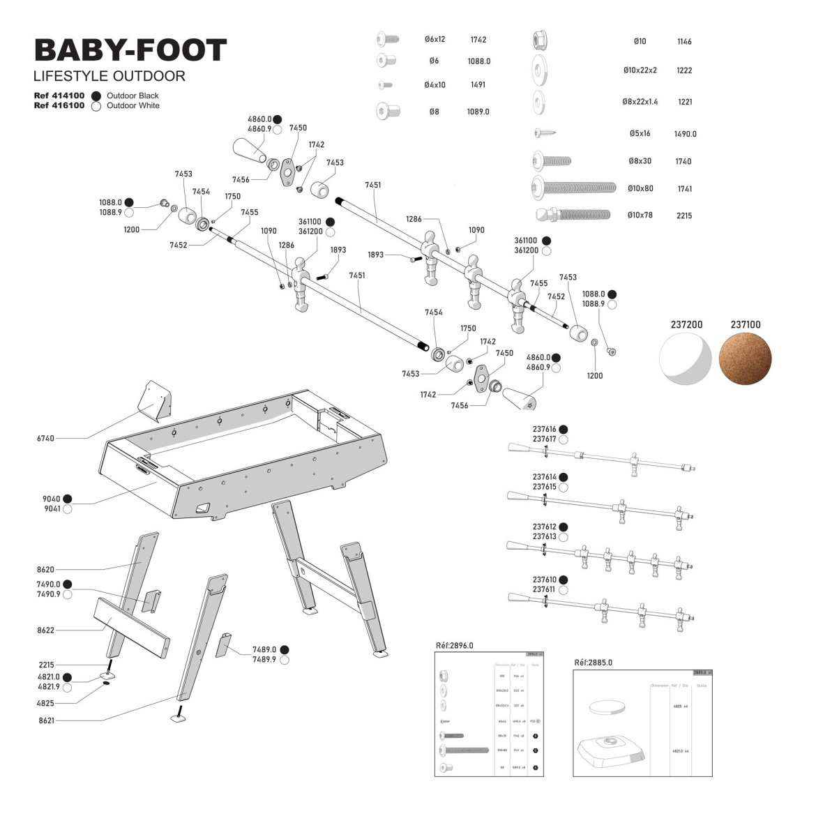 Babyfoot LIFESTYLE/ORIGIN Outdoor Noir/Bois