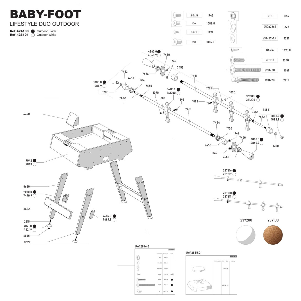 LIFESTYLE MID Outdoor Black/Wood Football table