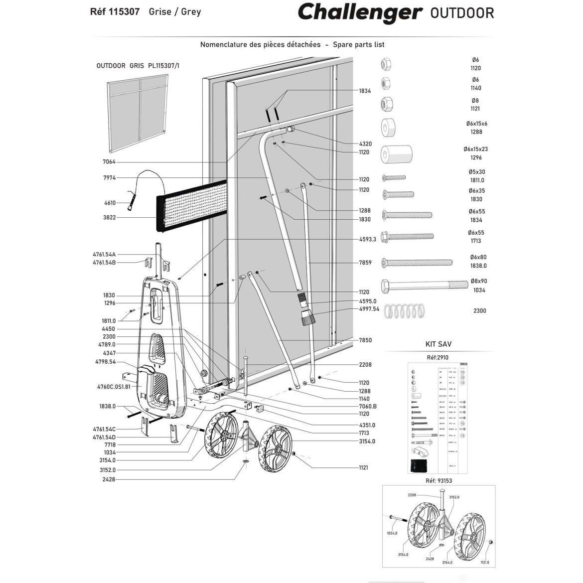 Table Challenger outdoor grise