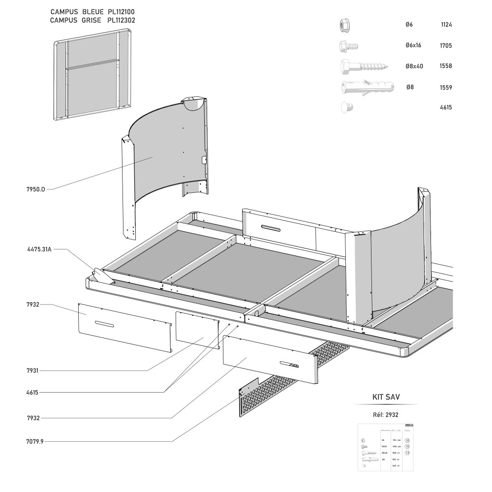 TABLE 510 CAMPUS OUTDOOR GRISE
