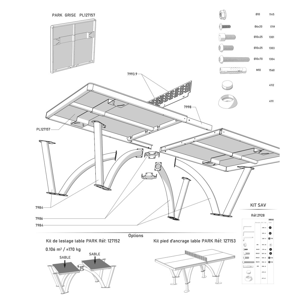 TABLE PARK OUTDOOR GRISE