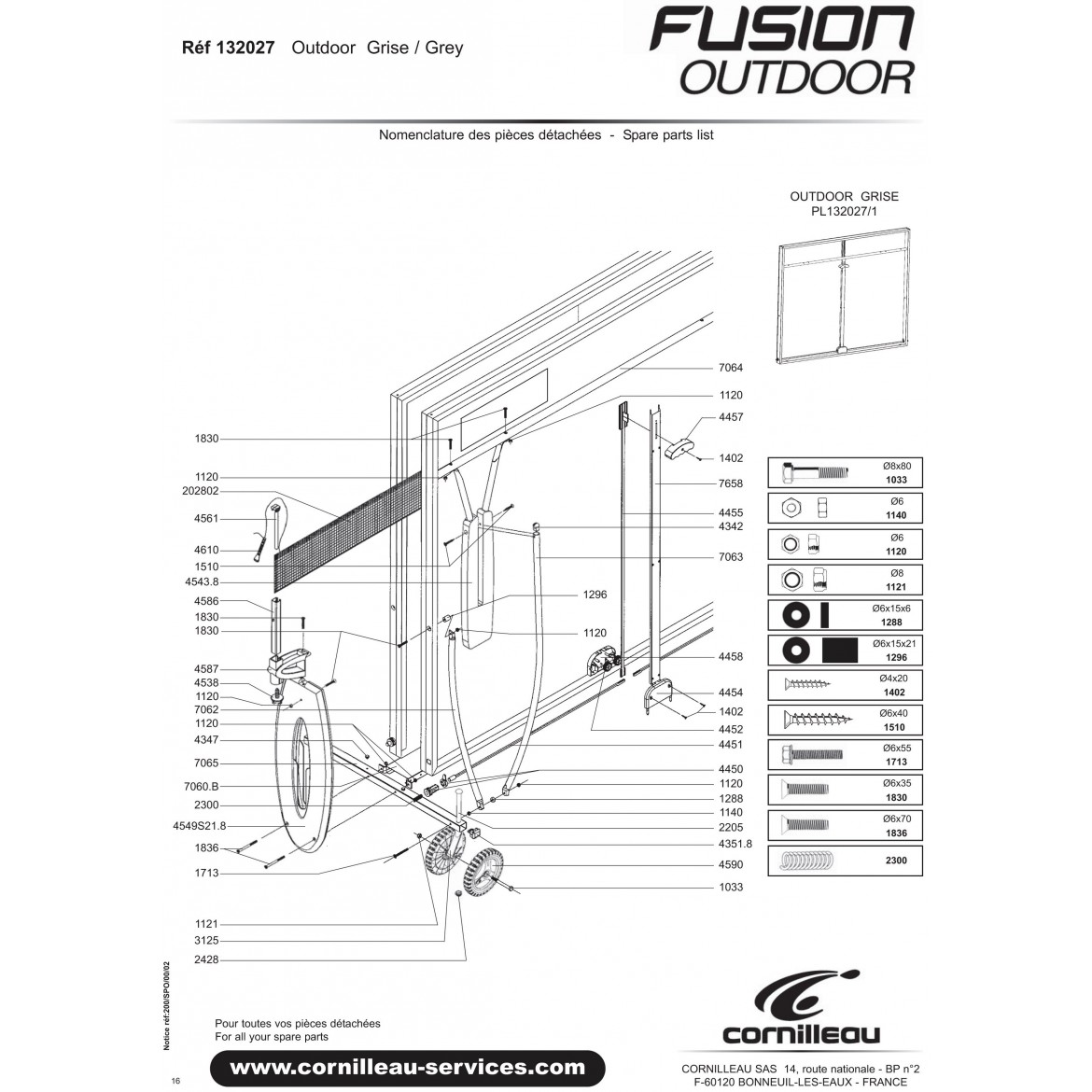 Table FUSION M OUTDOOR GRISE