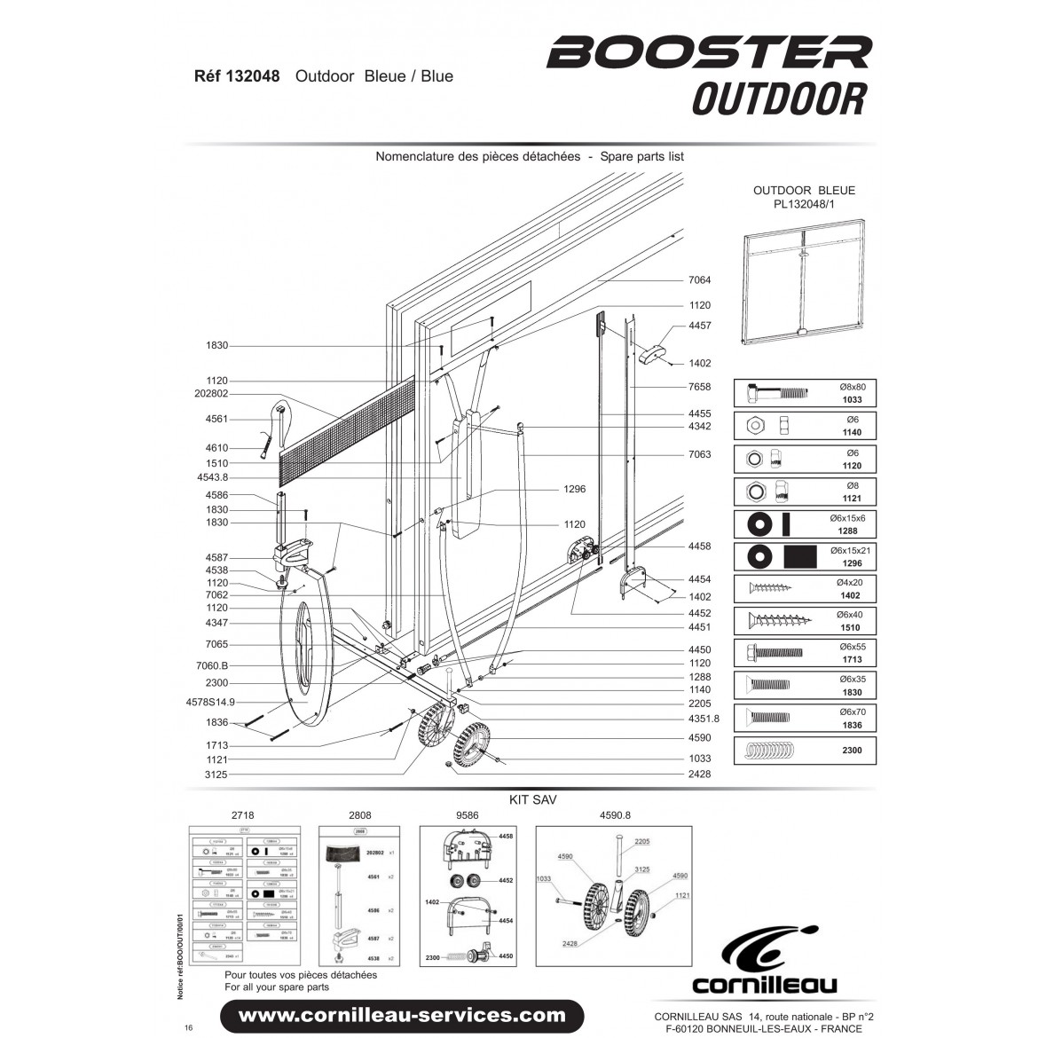 TABLE BOOSTER S OUTDOOR BLEUE