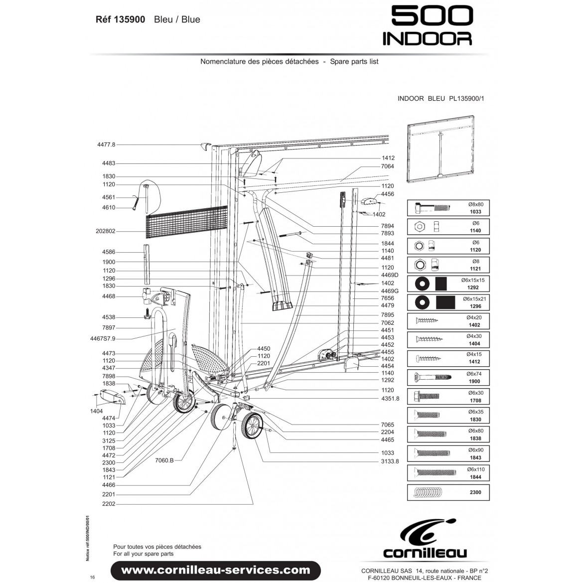 Table SPORT 500 INDOOR BLEUE