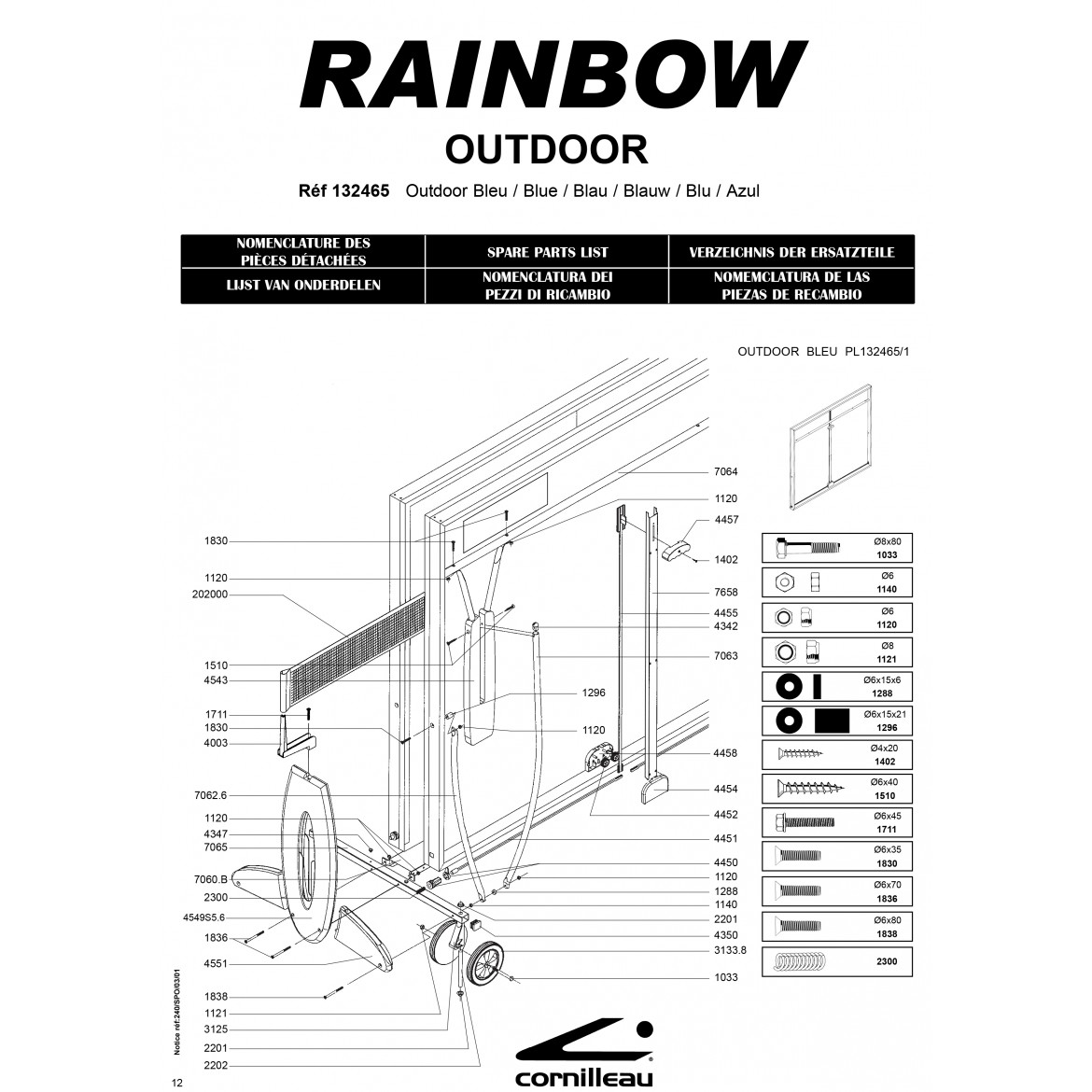 Table RAINBOW OUTDOOR BLEUE